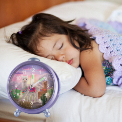 ATRIUM Children's Alarm Clock - Alpacas - Lilac - Silent Alarm Clock - Uplifting Beep Tone - Alarm & Snooze