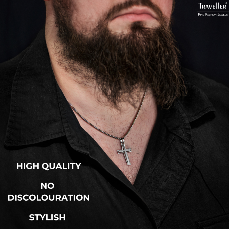 Traveller Cross Chain - Men's - Necklace Men - Made in Germany - Stainless Steel - 50 cm - 171005
