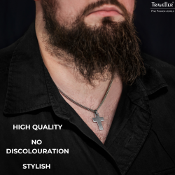 Traveller Cross Chain - Men - Necklace Men - Made in Germany - Stainless Steel - 3x2cm - 50cm long