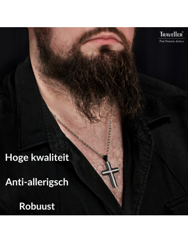 Traveller Dames Hanger met Ketting - Edelstaal - zwart - 50+5cm