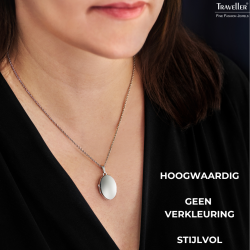 Traveller Medaillon Dames Ketting voor Foto - Made in Germany - Zilver - Glanzend - Ovaal 16x23 mm - Dames Ketting 45 cm