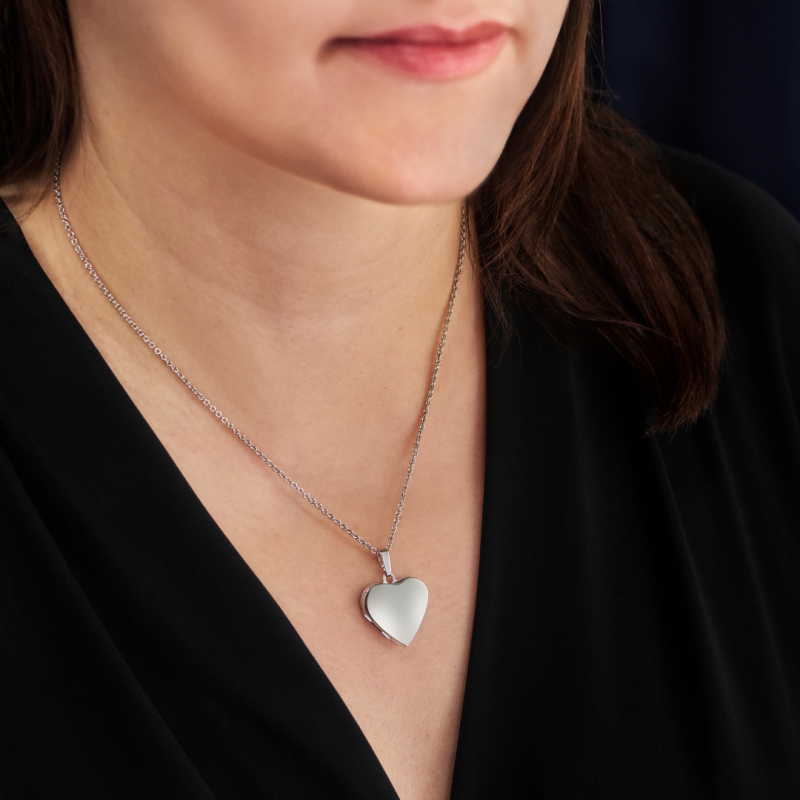 Traveller Photo locket with chain - Sterling Silver- Made in Germany - Shiny - Heart - Sustainable - 20x20 mm - 45 cm - 571007