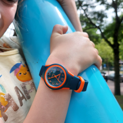 Sinar Watch - Analogue - Dark Blue / Orange - 29 mm - 10 Bar - Adjustable Strap 12-17,5 cm - XB-47-12