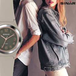 Sinar Analoog Horloge 36 mm 100 meter grijs / roze - XB-48-5