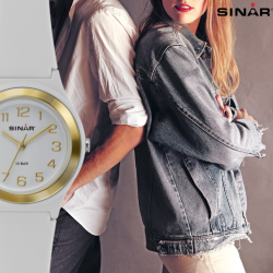 Sinar Horloge - Analoog - Wit/ Goud - 36mm - 10 Bar - Verstelbaar bandje 13-18,5cm