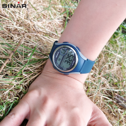 Sinar Uhr - Digital - Blau / Grau - 10 Bar wasserdicht - Ø 36 mm - Verstellbares Armband (13-18,5 cm) - XE-64-2