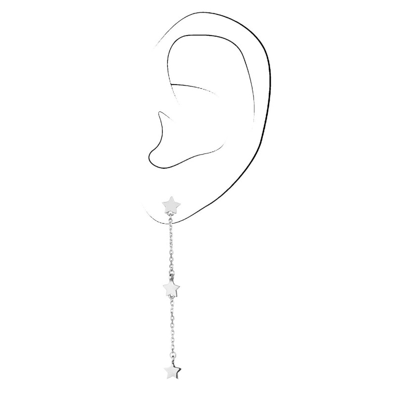 Osira Ohrhänger - Silberfarben - Sternen - Platiniert - 5 cm - L60323R Osira Ohrhänger - Silberfarben - Sternen - Platiniert - 5 cm - L60323R