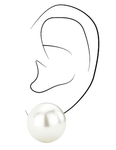 Traveller Ohrcips - Perle - 20 mm - Weiß - Platiniert - Silberfarbe - 801120