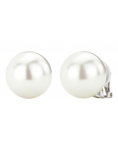 Traveller Clip Oorbellen - Parels - 20 mm - Wit - Geplatineerd - Zilverkleurig - 801120
