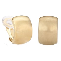 Traveller Clip-on Earrings - Gold coloured - Matted - Half Hoops - Gold plated - 18x11 mm - 155849