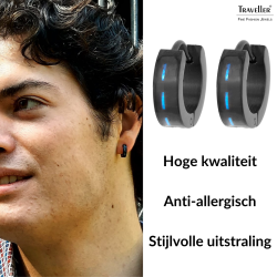 Traveller Oorringen - Heren - Edelstaal - Zwart - Carbon blauw - 181178