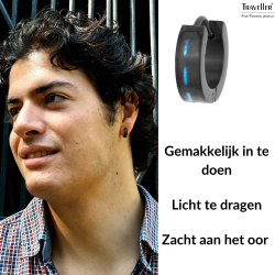 Traveller Hoops - Heren - Edelstaal - Zwart - Carbon blauw