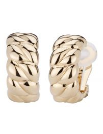 Traveller Ohrcips - Goldfarbe - Halb Creolen - Flechtstruktur - Vergoldet - 20x10 mm - 156926