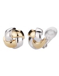 Traveller Ohrclips - Bicolor - Geflochten / Knopf - Vergoldet und Platiniert - 15 mm - 156274