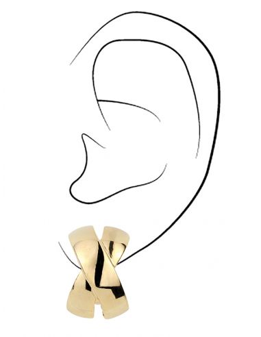 Traveller Clip-on Earrings - Gold coloured - Cross/ X-shape - Gold Plated - 22x12 mm