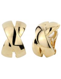 Traveller Clip Oorbellen - Goudkleurig - Kruis/ X-vorm - 22ct Verguld - 22x12 mm