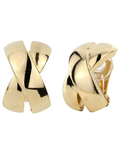 Traveller Clip Oorbellen - Goudkleurig - Kruis/ X-vorm - 22ct Verguld - 22x12 mm - 138055