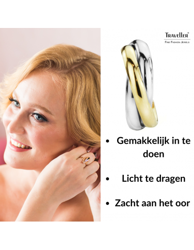 Traveller Oorringen - Edelstaal - Bicolor - Goud- en Zilverkleurig - Draai-effect - 19 mm