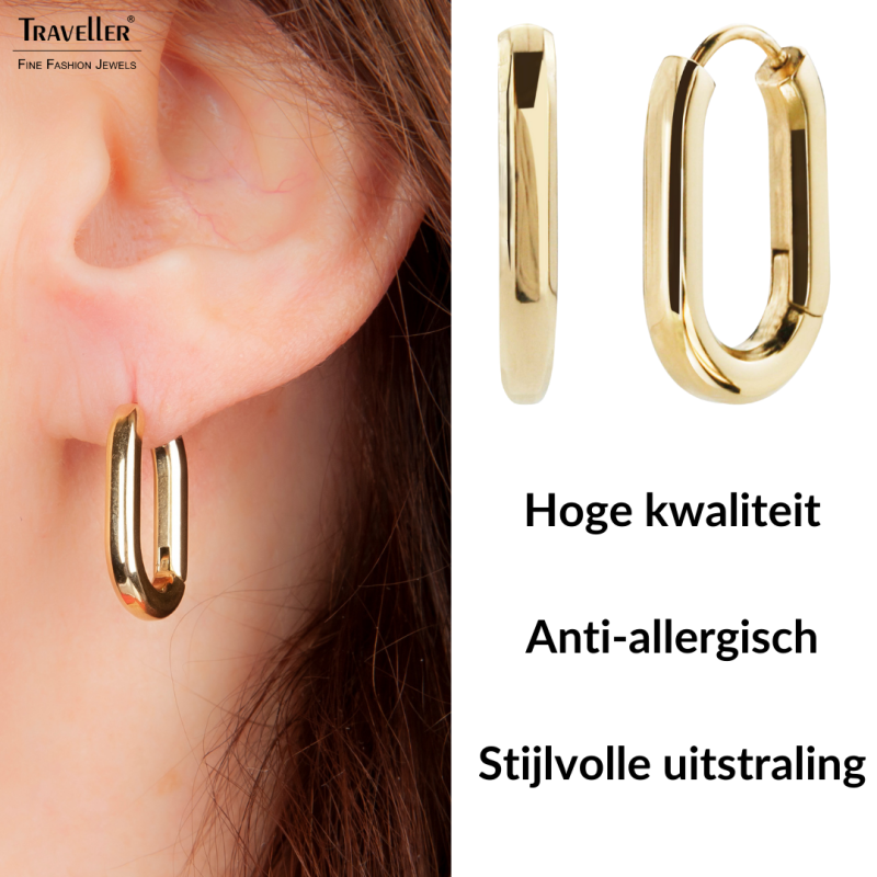Traveller Oorringen - Edelstaal - Goudkleurig - 14 mm - 181131