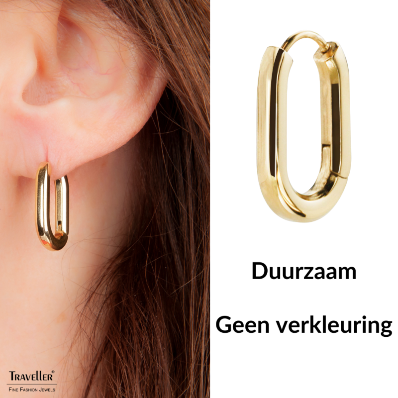 Traveller Oorringen - Edelstaal - Goudkleurig - 14 mm - 181131