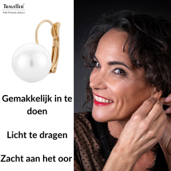 Traveller Oorbellen - Brisures - Parel - 12 mm - Wit - Hangers - 22kt verguld