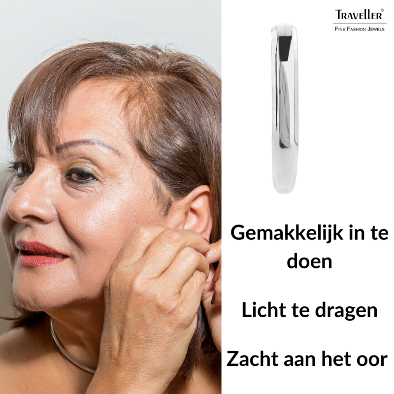 Traveller Oorringen - Edelstaal - Zilverkleurig - 14 mm