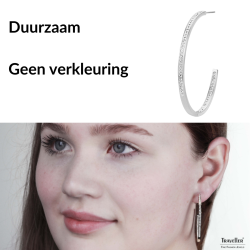 Traveller Oorringen - Zilverkleurig - Edelstaal - Preciosa Kristallen - 40 mm