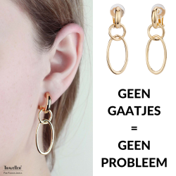 Traveller Clip Oorbellen - Hangers - Goudkleurig - Schakels / Ringen - Verguld - 45x15 mm - 157102