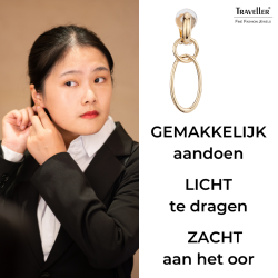 Traveller Clip Oorbellen - Hangers - Goudkleurig - Schakels / Ringen - Verguld - 45x15 mm - 157102