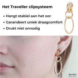 Traveller Clip Oorbellen - Hangers - Goudkleurig - Schakels / Ringen - Verguld - 45x15 mm - 157102