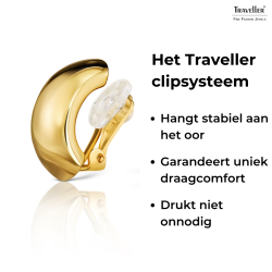 Traveller Clip Oorbellen - Goudkleurig - Halfrond - Verguld - 25x18 mm