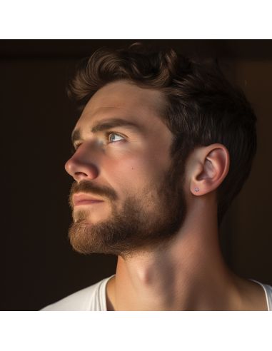 Traveller Stud Earrings - Men's - Made in Germany - Cubic Zirconia - Stainless steel - Sustainable - ø 3 mm - 171013