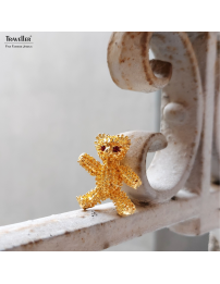 Osira Brooches - Vintage Broche - Gold coloured - Teddy Bear - Crystals - Red - Retro - Gold plated - 25x19 mm