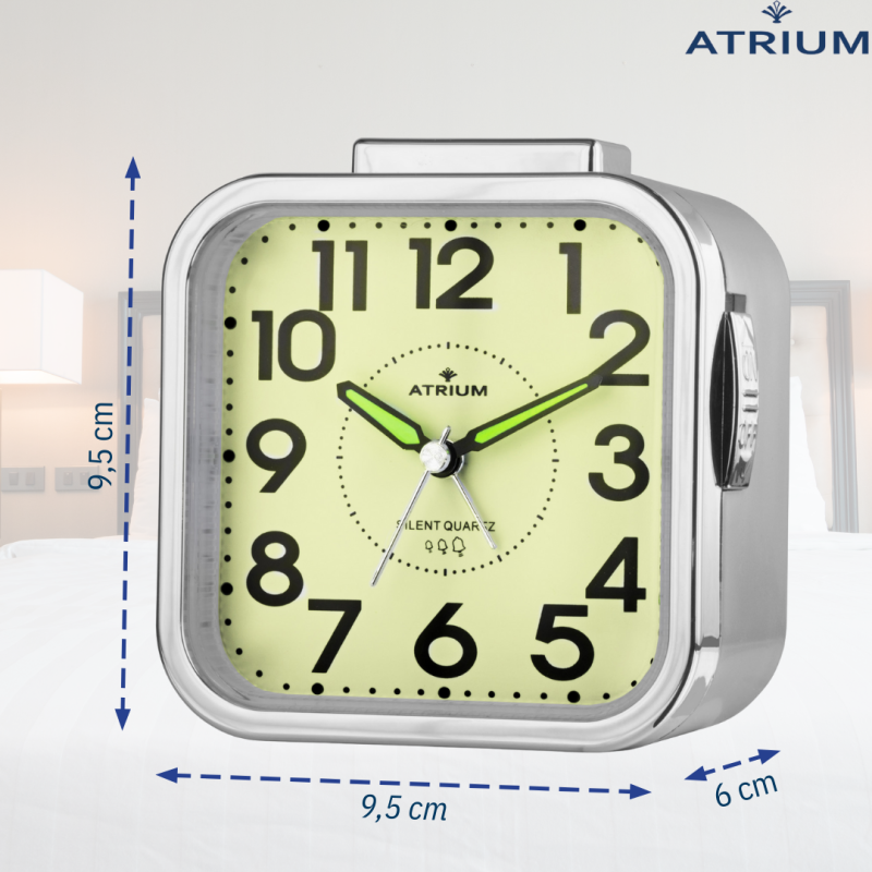 ATRIUM Wekker - Senioren - Analoog - Zilver - Duidelijk - Eenvoudig in gebruik - A530-18