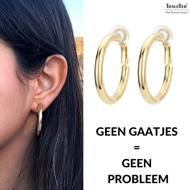 Traveller Clip Oorbellen - Oorringen - Goudkleurig - 33 mm - 22ct Verguld - 155833