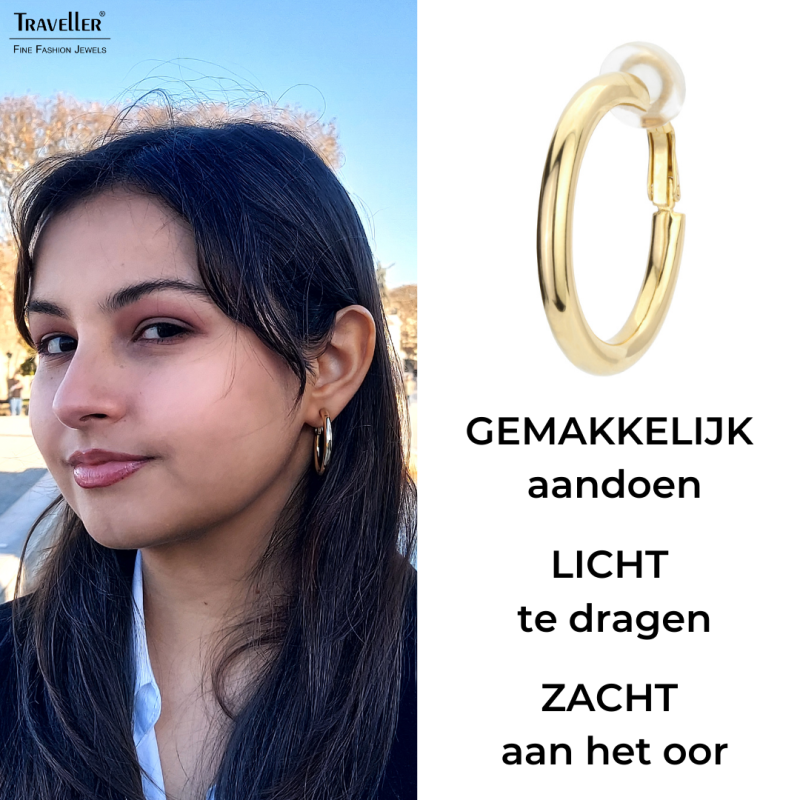 Traveller Clip Oorbellen - Oorringen - Goudkleurig - 33 mm - 22ct Verguld - 155833