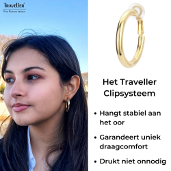 Traveller Clip Oorbellen - Oorringen - Goudkleurig - 33 mm - 22ct Verguld - 155833