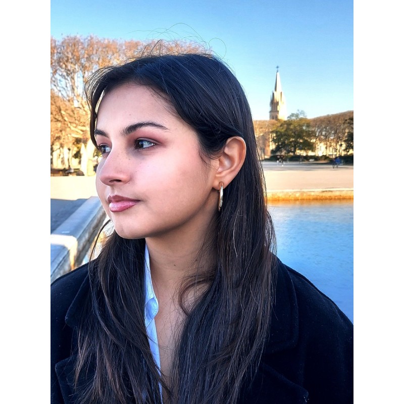 Traveller Clip-on Earrings - Hoops - 33 mm - 22ct Gold plated