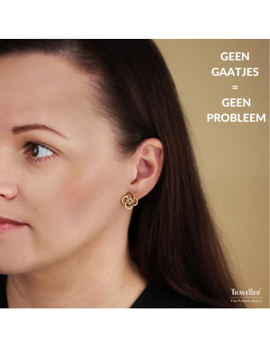 Traveller Clip Oorbellen - Goudkleurig - Preciosa Kristallen - Verguld - Bloem - 13 mm