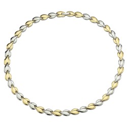 Traveller Collier - Edelstahl - Goldfarbe & Silberfarbe - Bicolor - 45 cm - Herzen - 180910