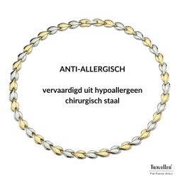 Traveller Dames Ketting - Edelstaal - Goudkleurig & Zilverkleurig - Bicolor - 45 cm - Hartjes