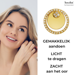 Traveller Clip-on Earrings - Gold coloured - Crystals - Gold Plated - Circles - 20 mm - 157677