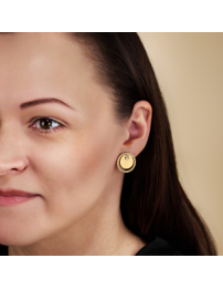 Traveller Clip-on Earrings - Gold coloured - Crystals - Gold Plated - Circles - 20 mm - 157677