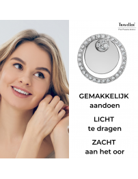 Traveller Clip Oorbellen - Zilverkleurig - Kristallen - Geplatineerd - Circles - 20 mm