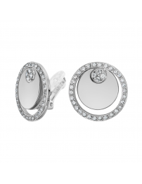 Traveller Clip-on Earrings - Silver Coloured - Crystals - Platinum Plated -...