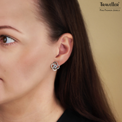 Traveller Clip Oorbellen - Zilverkleurig - Preciosa Kristallen - Geplatineerd - Bloem - 13 mm - 157682