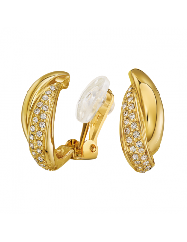 Traveller Clip-on Earrings - Gold coloured - Preciosa Crystals - Gold Plated - 21x9 mm - 157683
