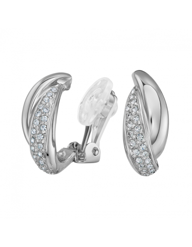 Traveller Clip-on Earrings - Silver coloured - Preciosa Crystals - Platinum Plated - 21x9 mm - 157684