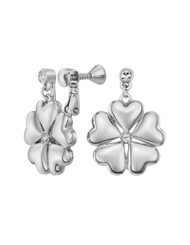 Traveller Clip-on Earrings - Drop Earring - Silver Coloured - Crystals - Platinum Plated - Hearts - 25x20 mm - 157693