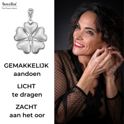 Traveller Clip Oorbellen - Hangers - Zilverkleurig - Kristallen - Geplatineerd - Harten - 25x20 mm - 157693